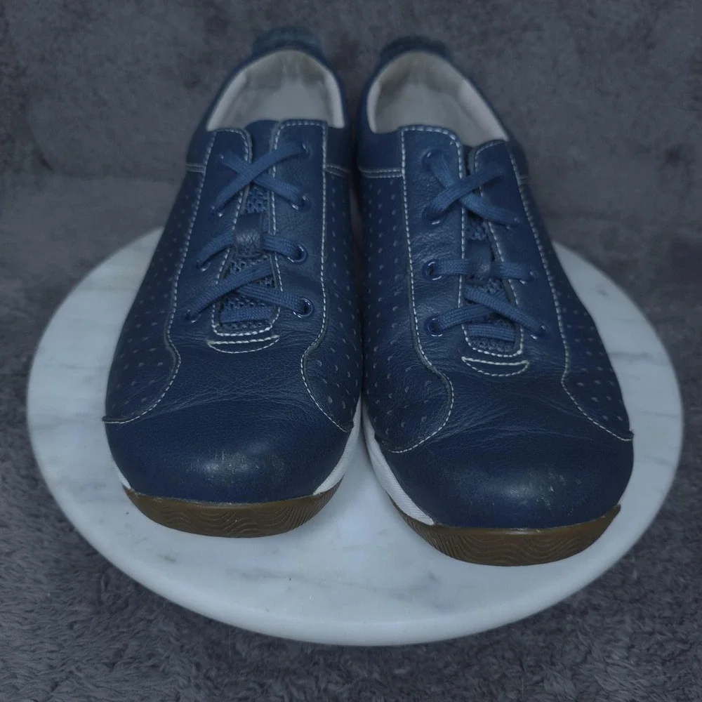 Dansko Shoes Womens Size 9.5 Blue Leather Sneaker Lace Up Casual Comfort